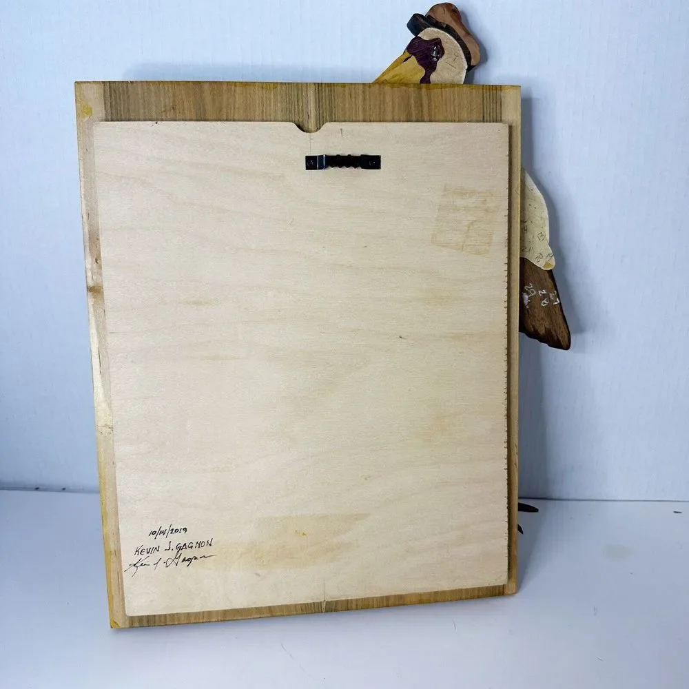 Stork Baby Wooden Art Frame‎ Signed Unique 13x11